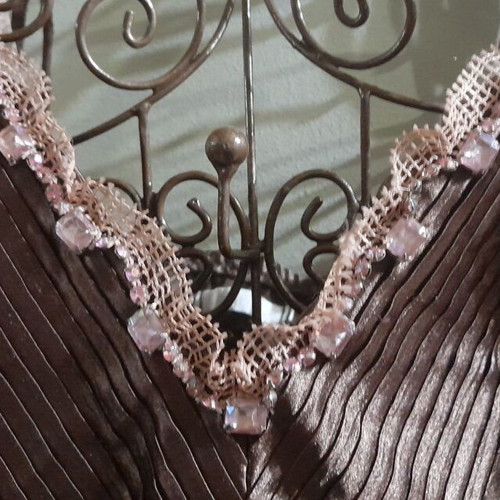 Pinko Satin Dress Large With Paisley And Stones Like New