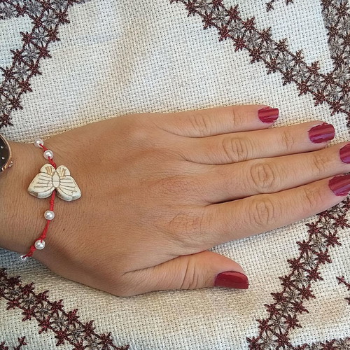 Bracelet with butterfly chaolite and pearls new for Martis