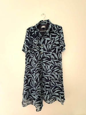 Vintage blue dress with flowers used, retro romantic style