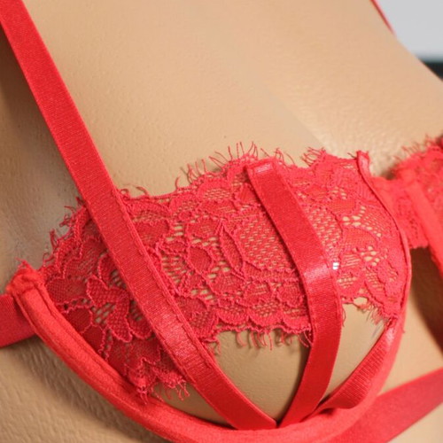 Two-piece lace lingerie set red new