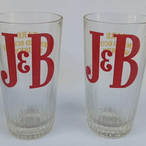 J & B advertising glasses used, 90s, set of 2