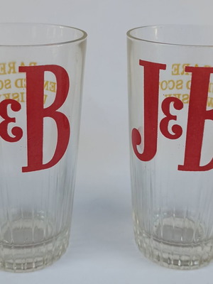 J & B advertising glasses used, 90s, set of 2