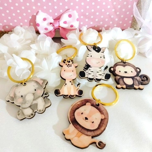 Handmade baptism favors with jungle animal keychains new