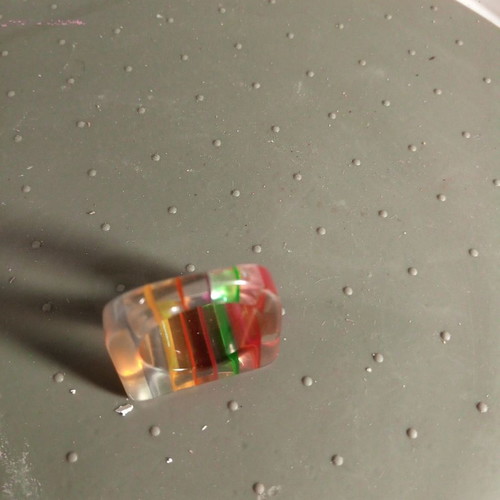 Plastic ring rainbow rectangular size 6.5/52/16.75 diameter