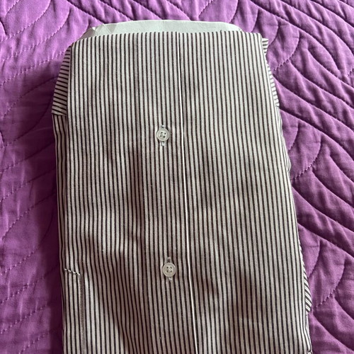 Men's striped shirt new, size L, white and brown