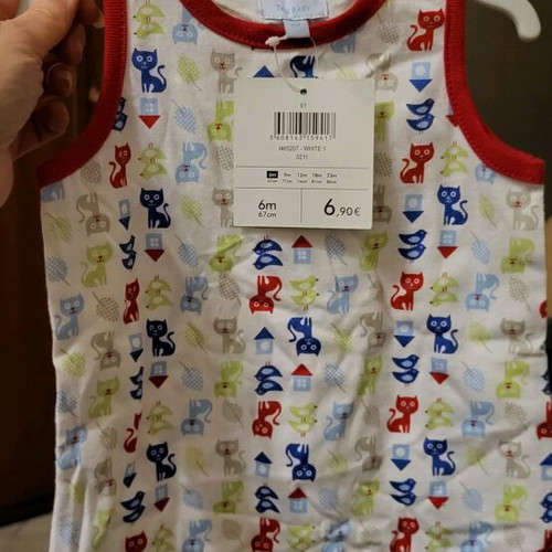 TEX baby romper 6 months, new, cotton with animal print