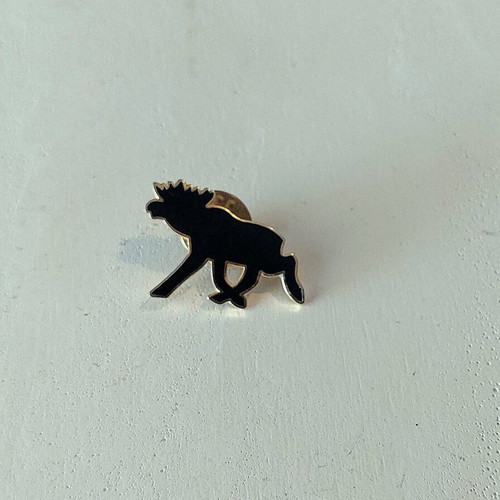 Black reindeer pin, gold tone
