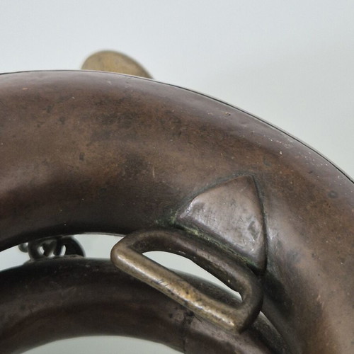 C. Mahillon brass bugle and WW1 infantry signalman portrait