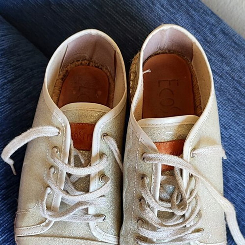 Ecostyle women's sneakers espadrilles silver glitter size 39 like new