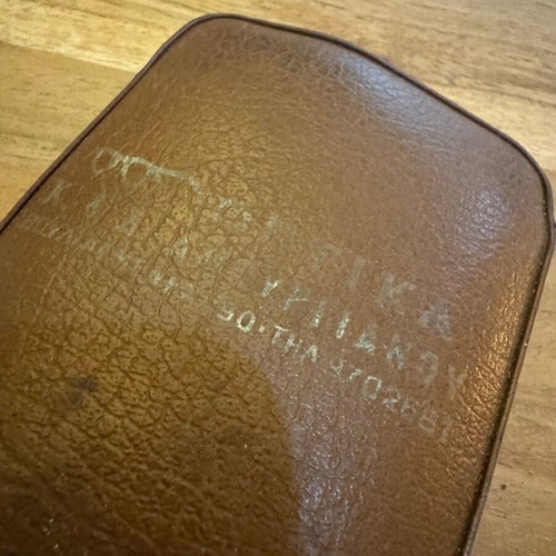 Vintage leather glasses case used brown