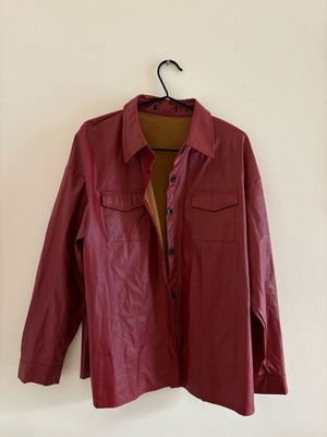 Leather shirt used, burgundy, size L