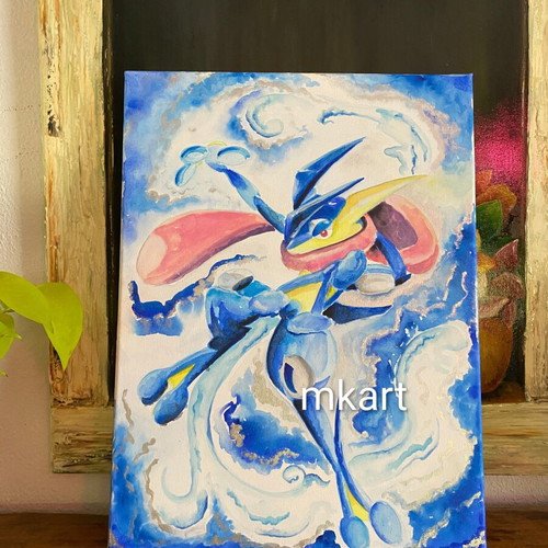 Pokemon Greninja Watercolour Painting 30x40cm New