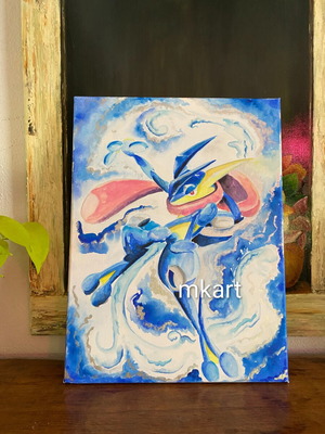 Pokemon Greninja Watercolour Painting 30x40cm New