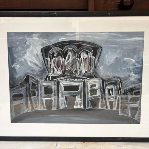 Tempera artwork Ersi Drini used, Troades stage model 1995