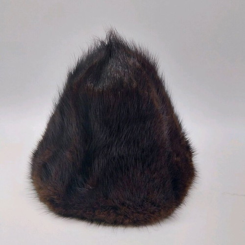 Women's natural fur hat like new, vintage winter, brown, size 55