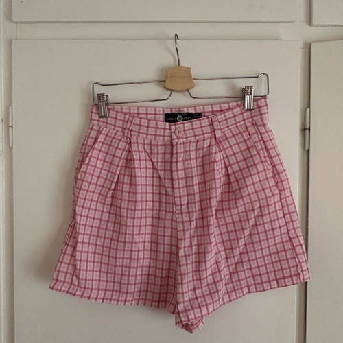 Asos Daisy Street High-Waisted Shorts New, Size 38 Medium, White Pink