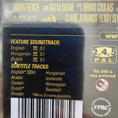 Coraline DVD new, animated movie with English subtitles