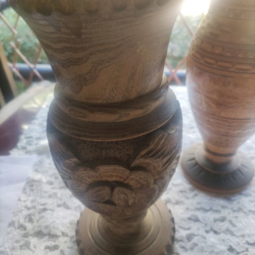 Wooden large vases like new, collectible vintage, set of 2