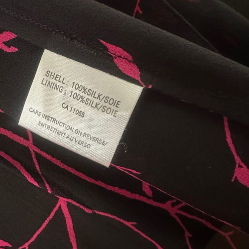 Fenn Wright Manson Silk Shirt Black with Fuchsia Size 38 M Like New