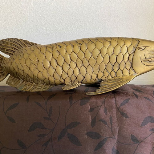 Bronze fish statue used, copper golden dragonfish symbol