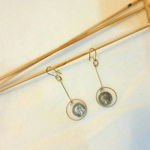 Handmade earrings with coin new