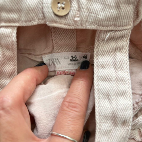 Zara denim salopette with ruffles on straps, size 3-6 months, like new