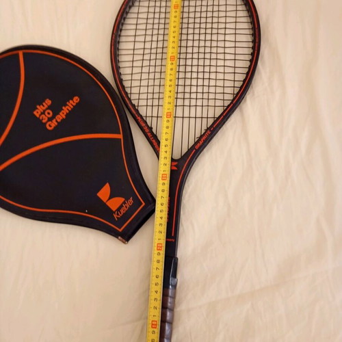 Kuebler plus 30 all round graphite tennis racket used, 1980s