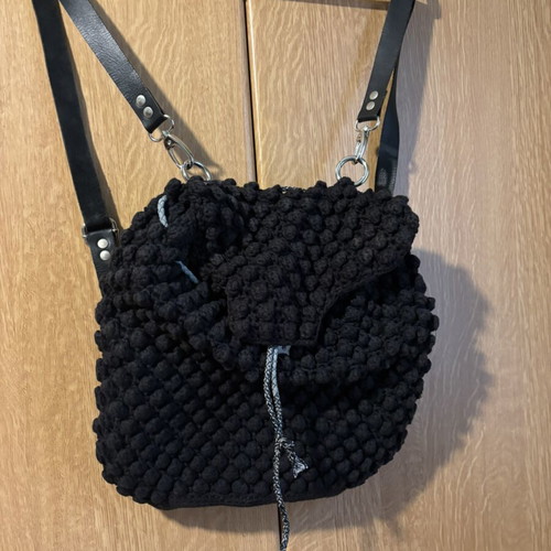 Handmade black backpack used