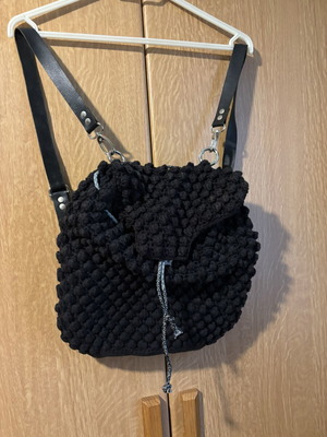 Handmade black backpack used