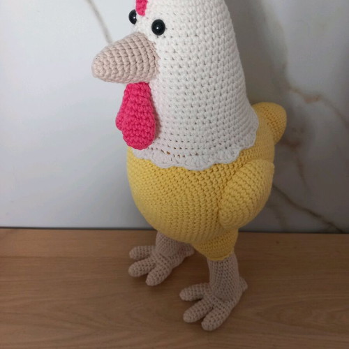 Handmade knitted chicken doll 35cm new
