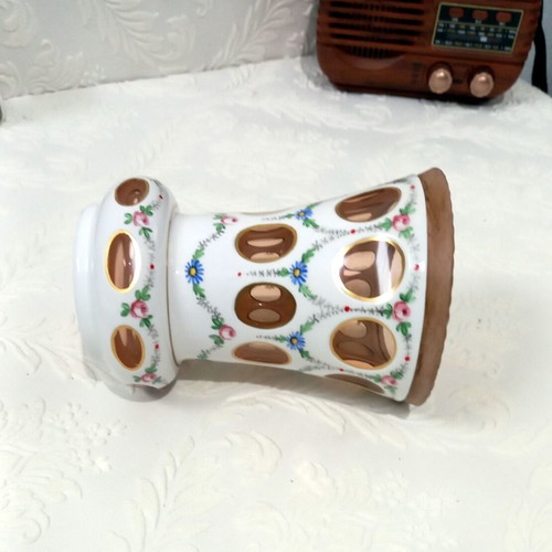 Chech Bohemian table vase like new with cut glass technique
