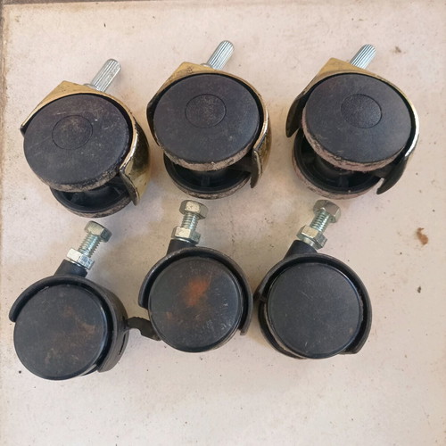 Chair caster wheels used, set with two different designs