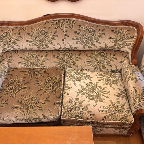 Two-seater sofa used, set with three-seater sofa and armchair
