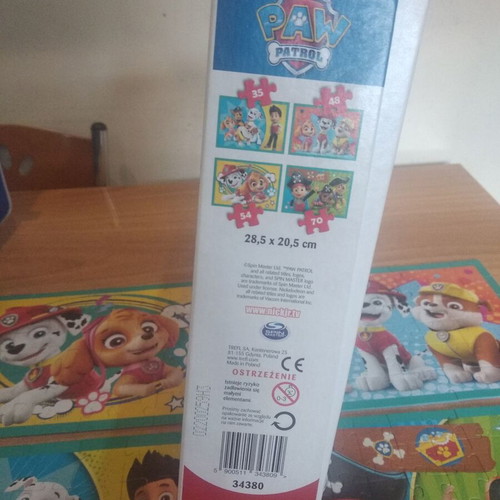 Paw Patrol puzzle set of 4 used with 35 to 70 pieces each