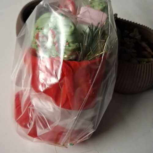 Booties with 6 sweets designed with paper for Christmas new