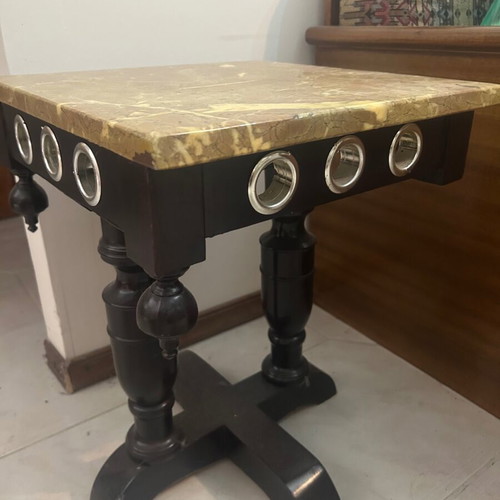 Marble coffee table used, square 38x38 cm, height 50 cm