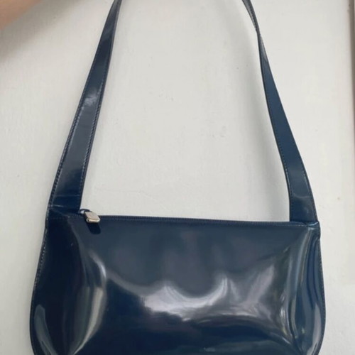 Furla patent leather shoulder bag, dark blue