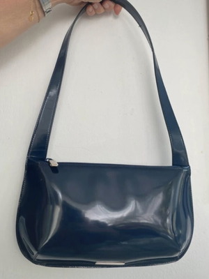 Furla patent leather shoulder bag, dark blue