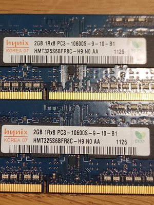 2GB PC3 10600S sodimm modules used, pack of 2