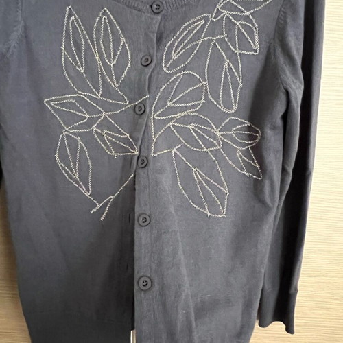 Naf Naf Small cardigan like new, gray green with design