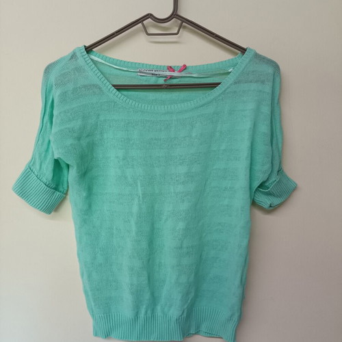 Alcott women's short-sleeve knit top Small turquoise 100% cotton like new