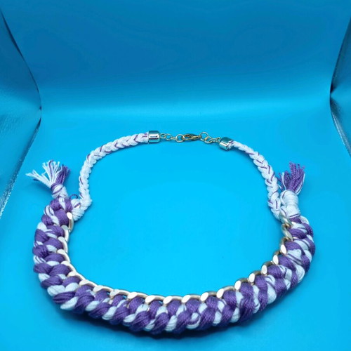 Handmade necklace new, multicolor, chain with cotton threads