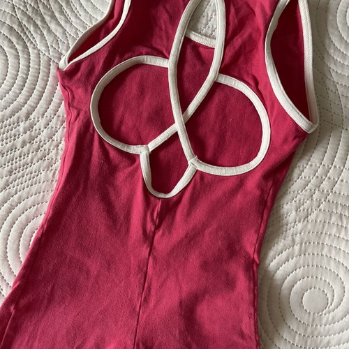 Children's 3/4 Cotton One-piece for Rhythmic Gymnastics, like new, red, size 116 cm