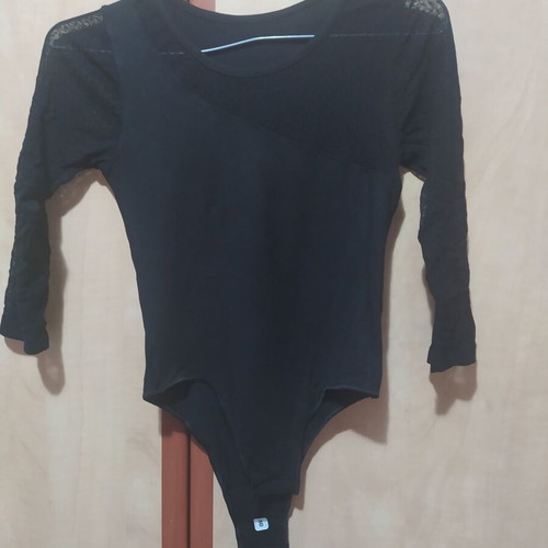 Helios black bodysuit like new with mesh sleeves and neckline