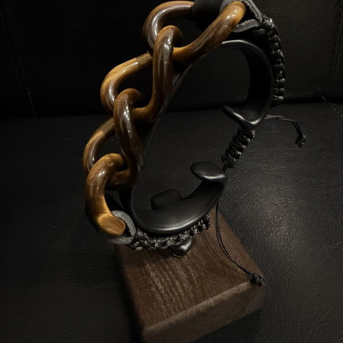 Men's leather bracelet with Tiger Eye and hematite, new