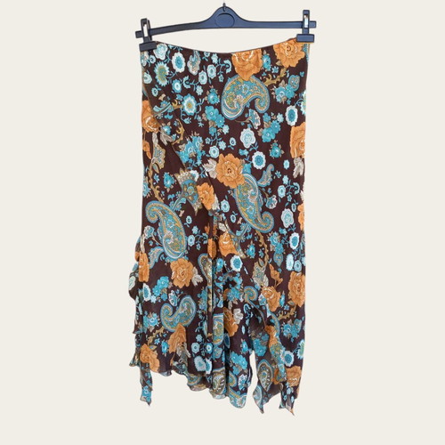 Brown printed skirt (L)