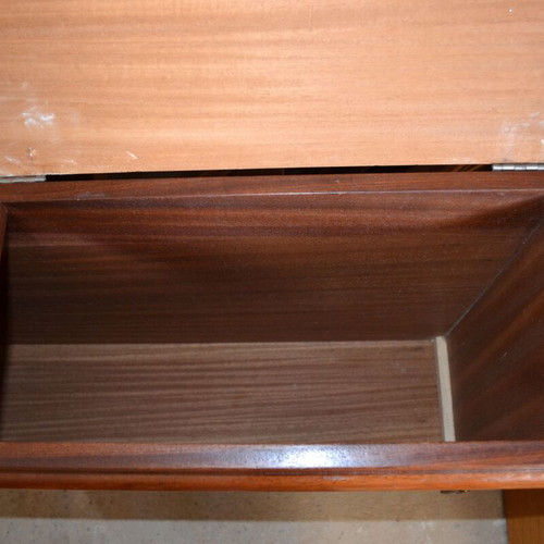 Double bed with nightstand used, storage space included