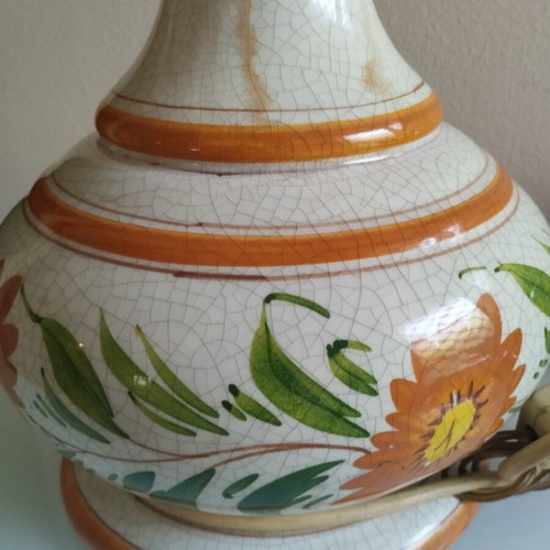 Vintage ceramic table lamp used, handmade Mediterranean style