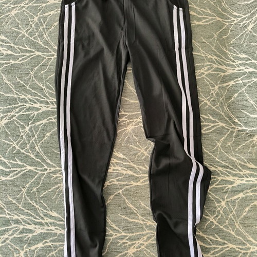 Women's sweatpants new, black with white stripes, size L/XL