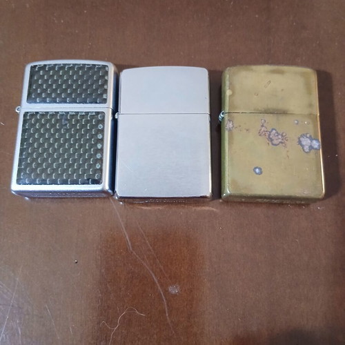 Zippo lighters used, set of 3, genuine